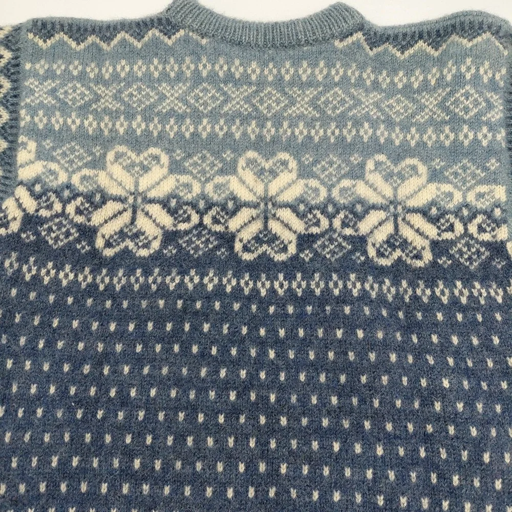Vtg Dale Of Norway 100% Wool Mens M Sweater Crew Neck Blue Nordic Fair Isle